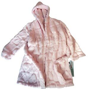 Cat & Jack Pink Hooded Plush Kids Robe Size S (6/7) Flame Resistant Sleepwear